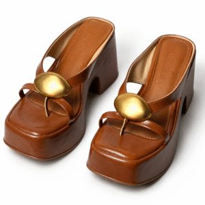 Tamanco Plataforma com Maxi Metal Dourado